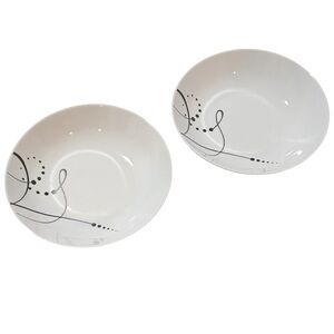 TABLE TOPS GALLERY Pescara Set of 2 Pasta bowls Swirl Round White Black LIKE NEW